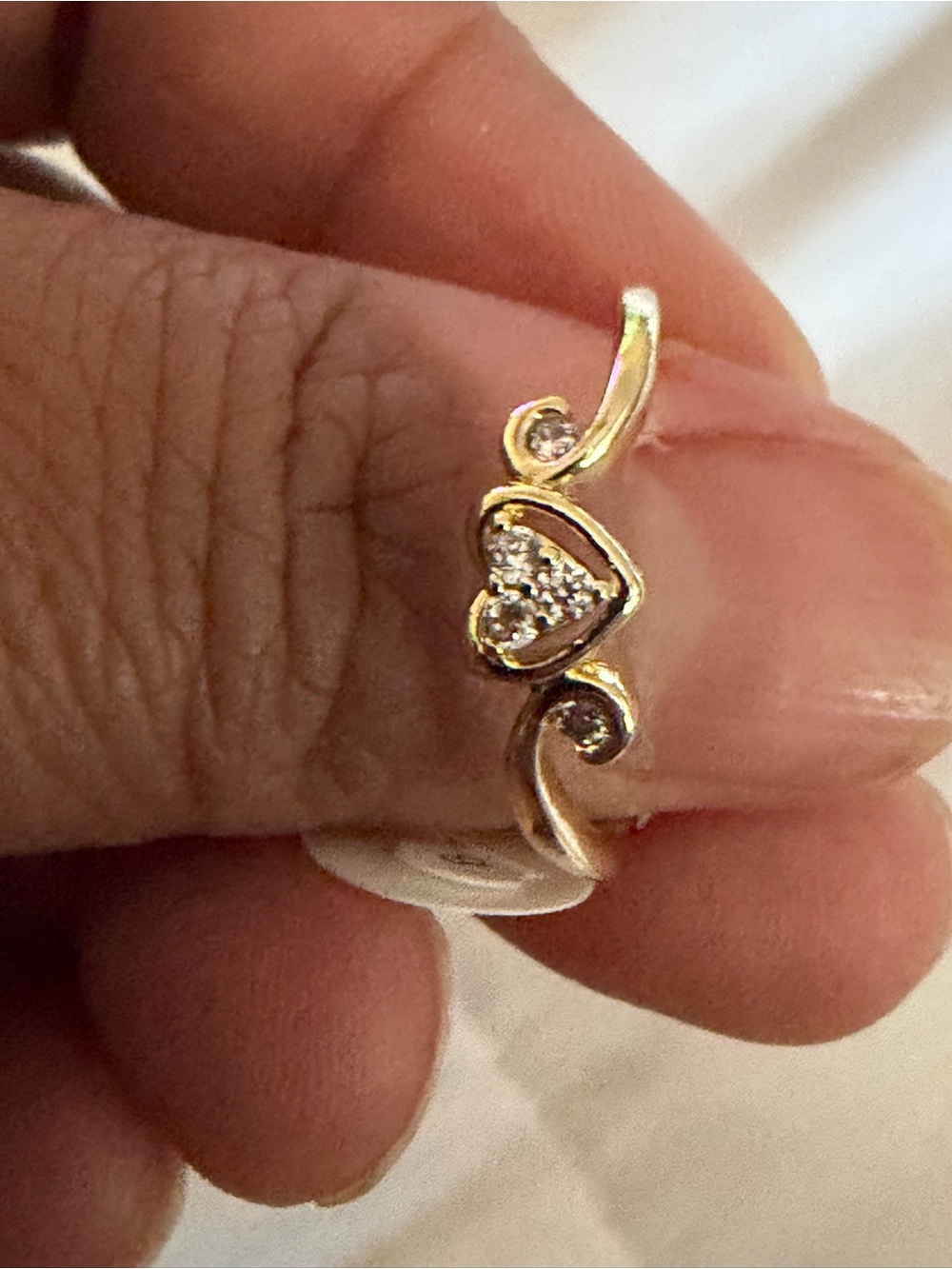 Gold Heart Accented Ring with Sparkling Stones